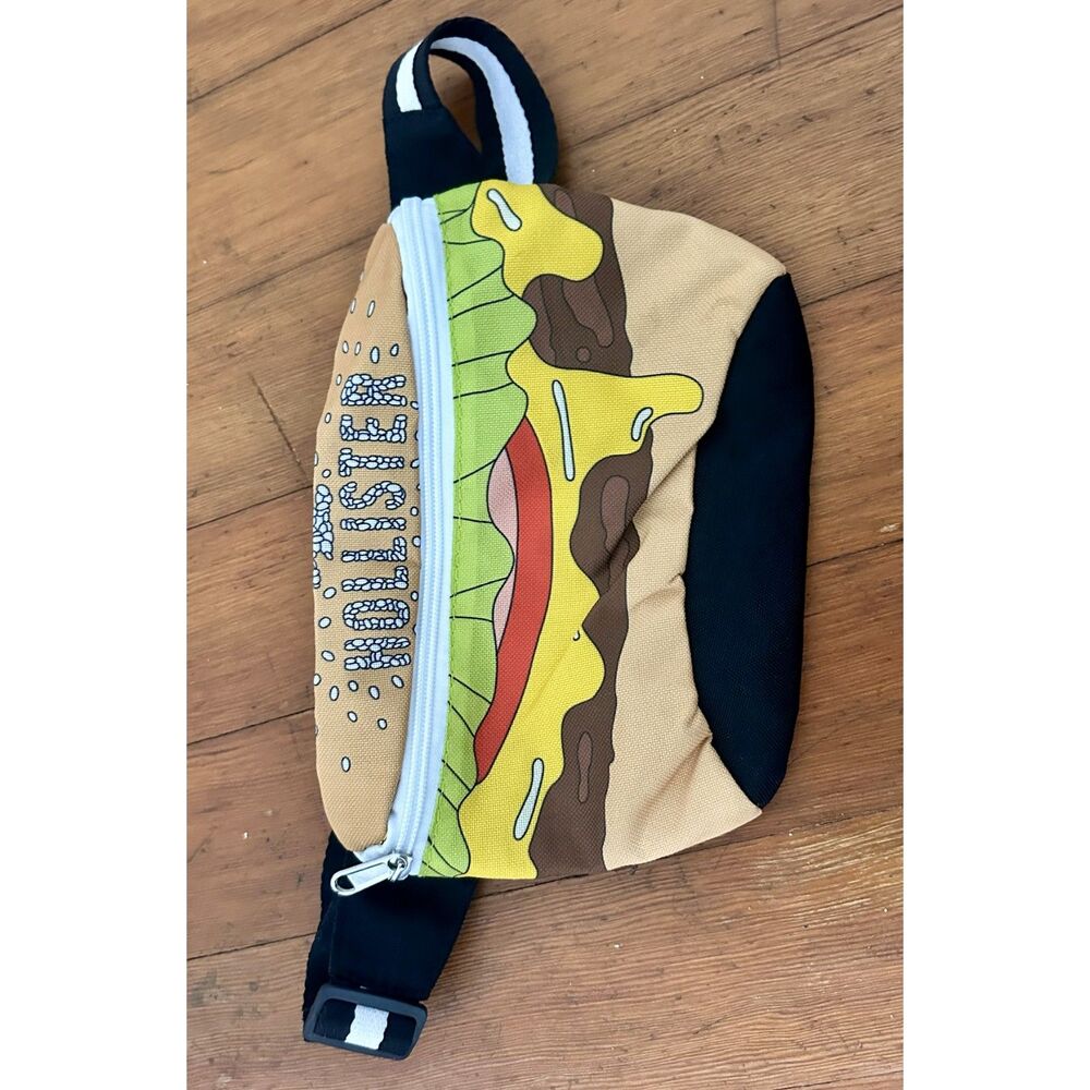 Hollister Fanny Pack Waist Bag Hip Sack – Burger Print – Travel Crossbody Sling